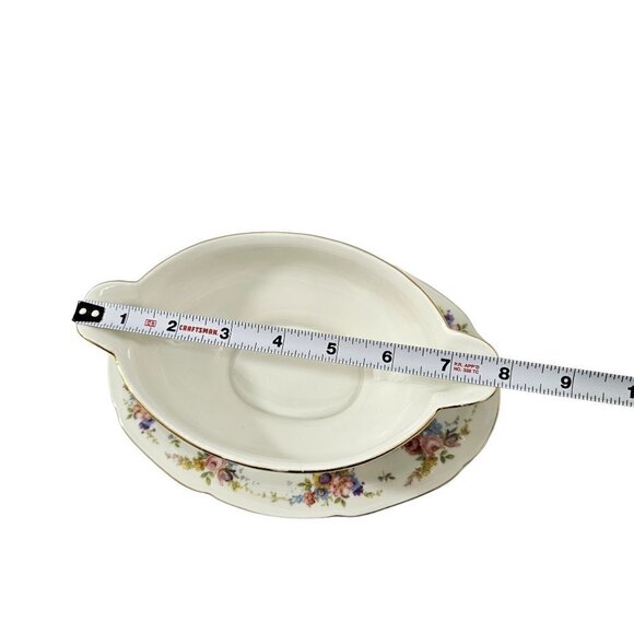 Imperial Bohemian Fine China Floral Print Gravy Boat w/Underplate Czechoslovakia - Picture 5 of 14